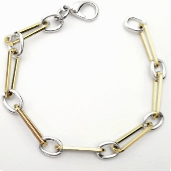 Elongated Dual Tone Chain Link Necklace - Picture 6 of 6